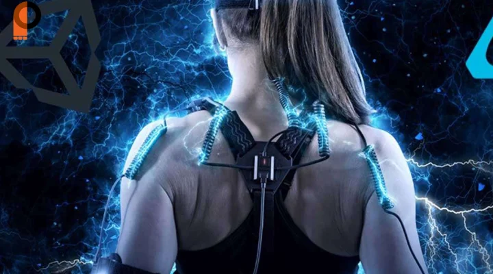 تصویر یک فرد که به سیستم‌های موشن کپچر متصل شده است، مناسب برای نمایش تکنولوژی ضبط حرکت در انیمیشن و بازی‌های ویدیویی